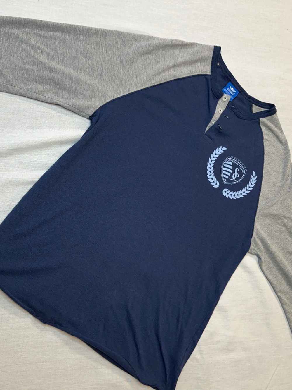 Adidas MLS Sporting KC 3/4 Sleeve Baseball Tee size Medium Kansas City